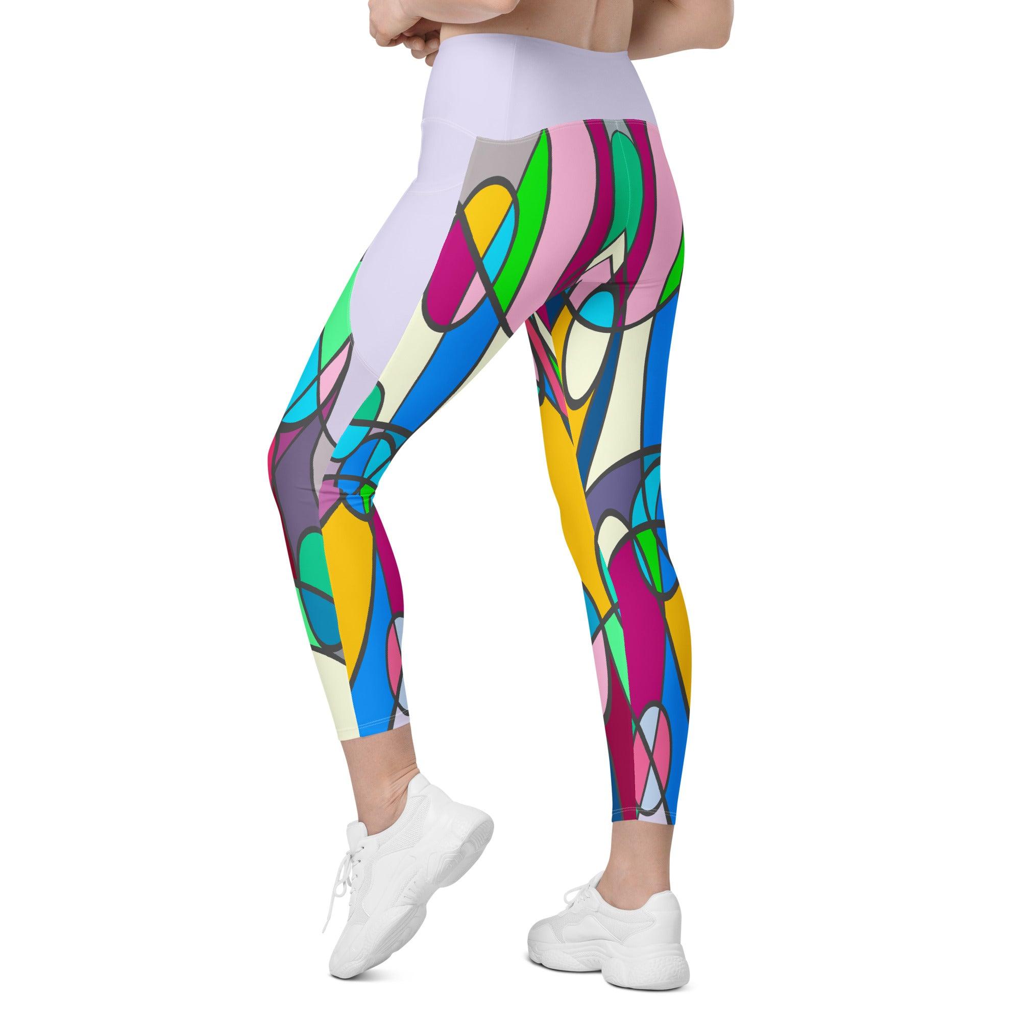 Full view of Colorful Passion II leggings showing vibrant pattern and fit.