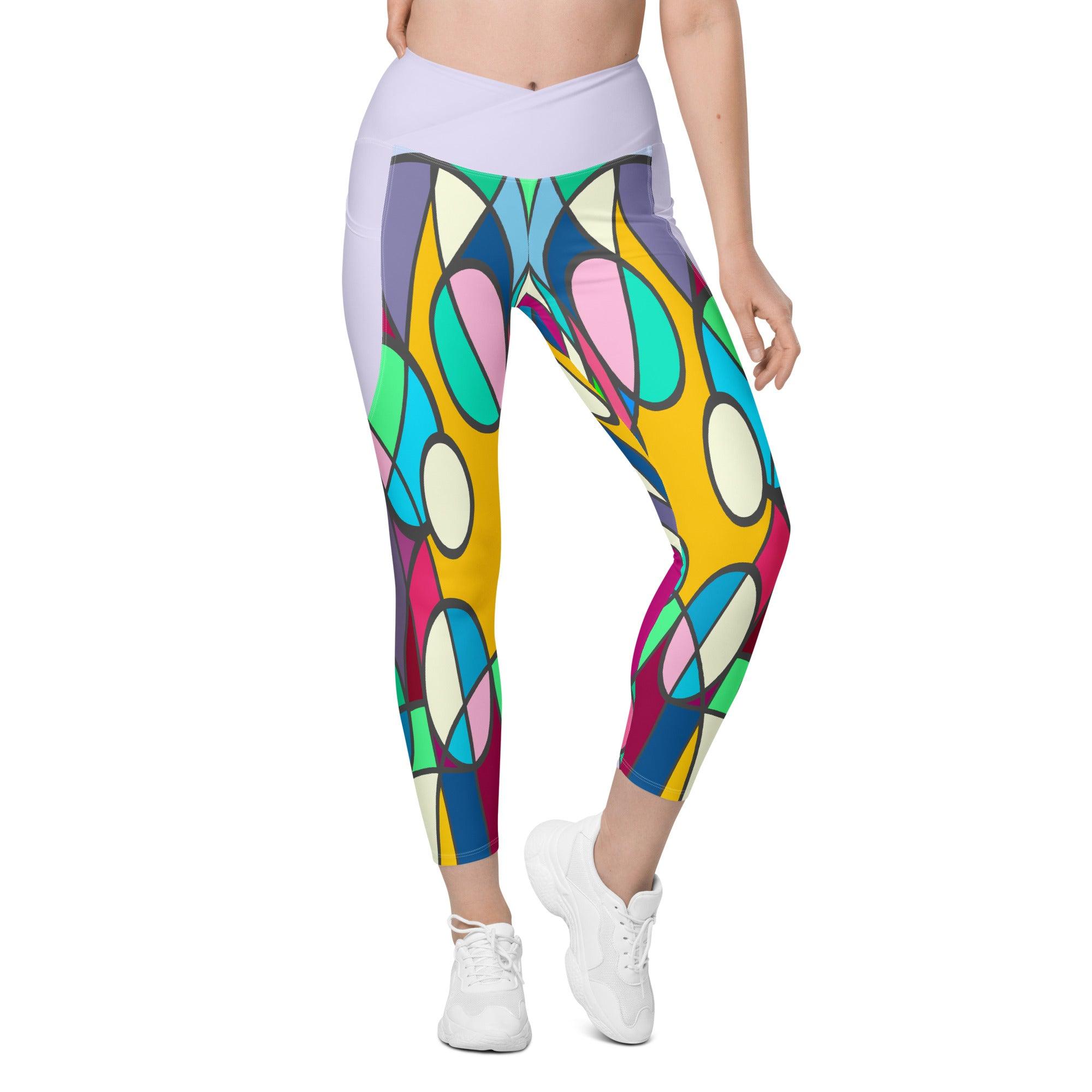Action shot of Colorful Passion II leggings during a workout session.