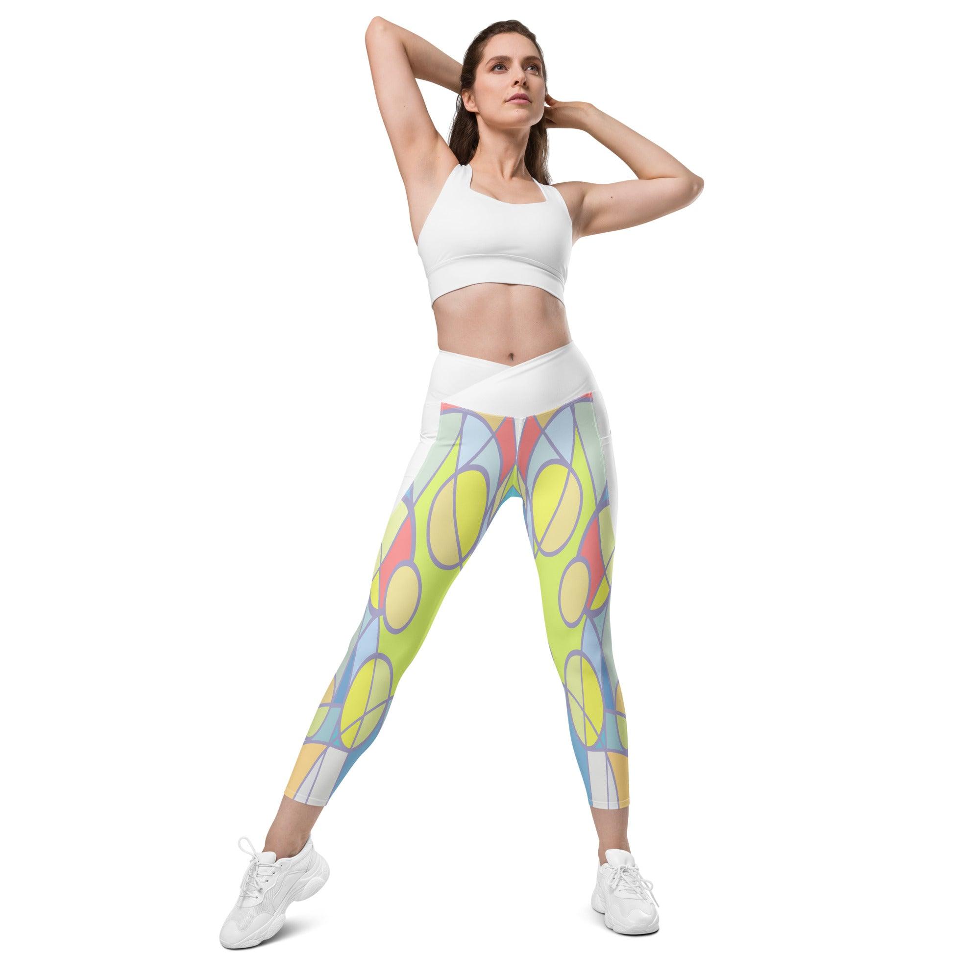 Back view of Colorful Passion III Crossover Leggings.