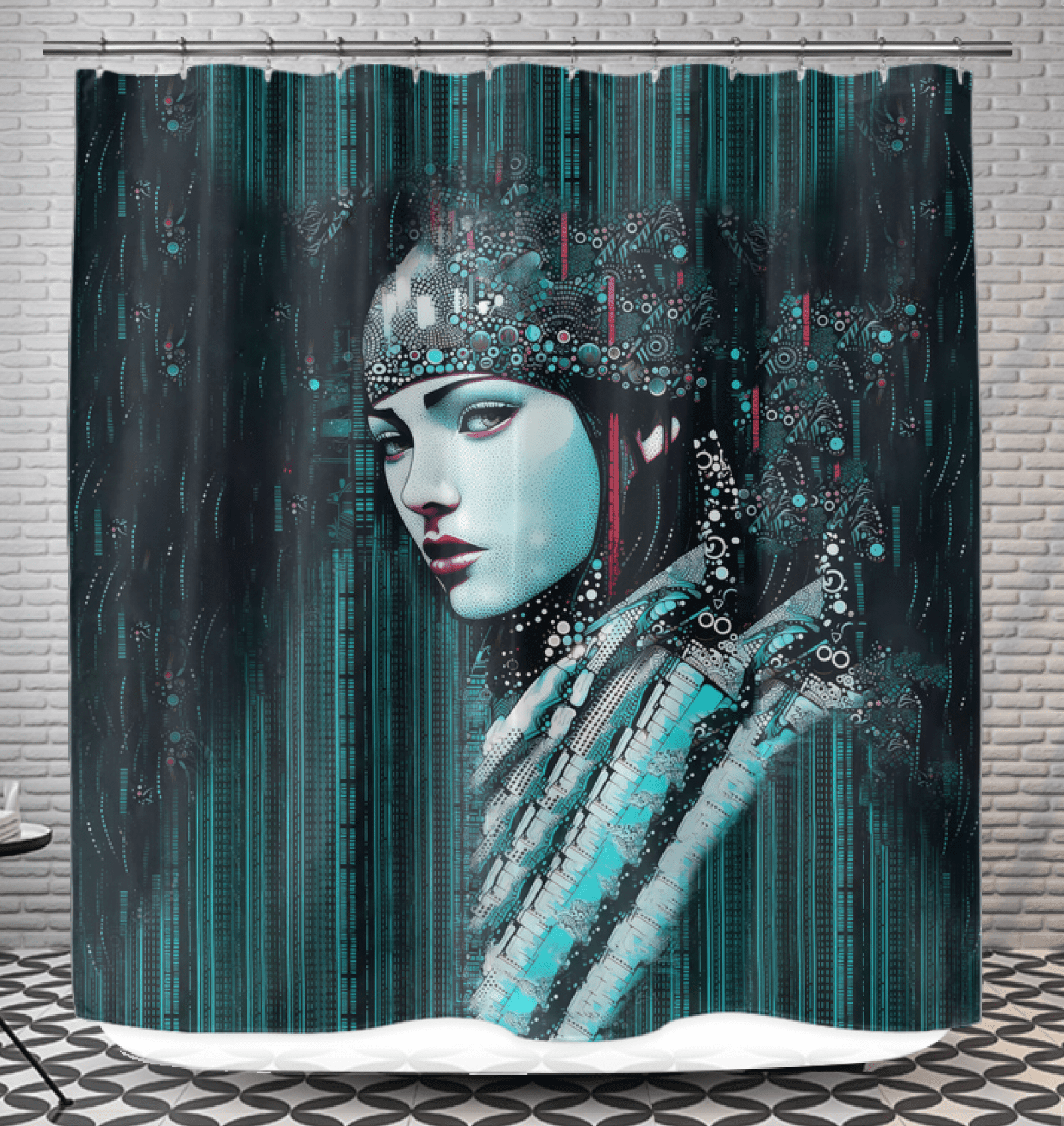 Coloring Creations III artistic shower curtain with vibrant patterns.