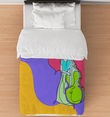 Contrabass Line Art Duvet Cover - Beyond T-shirts