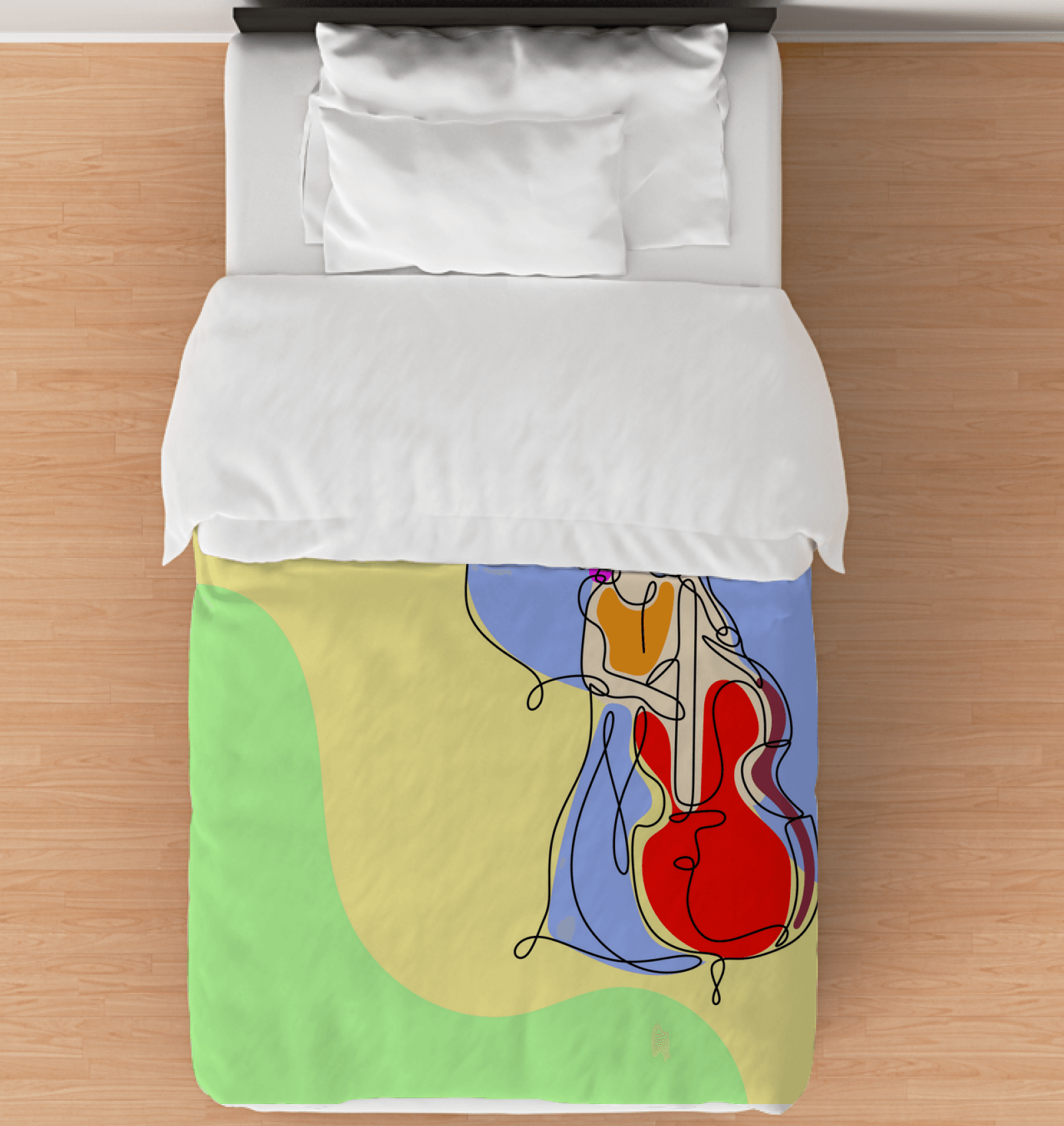 Contrabass Line Art Duvet Cover - Beyond T-shirts