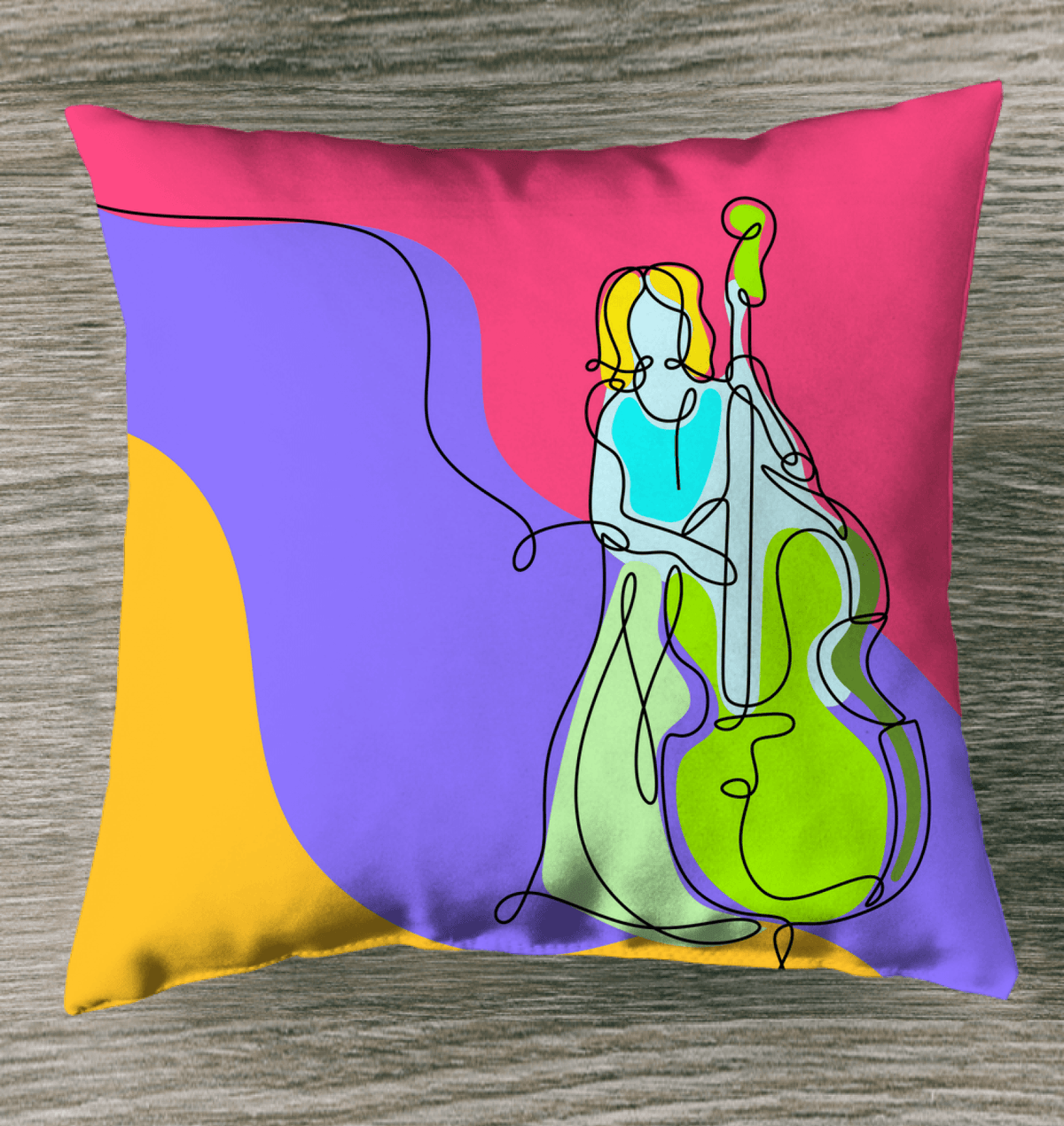 Contrabass Line Art Indoor Pillow - Beyond T-shirts