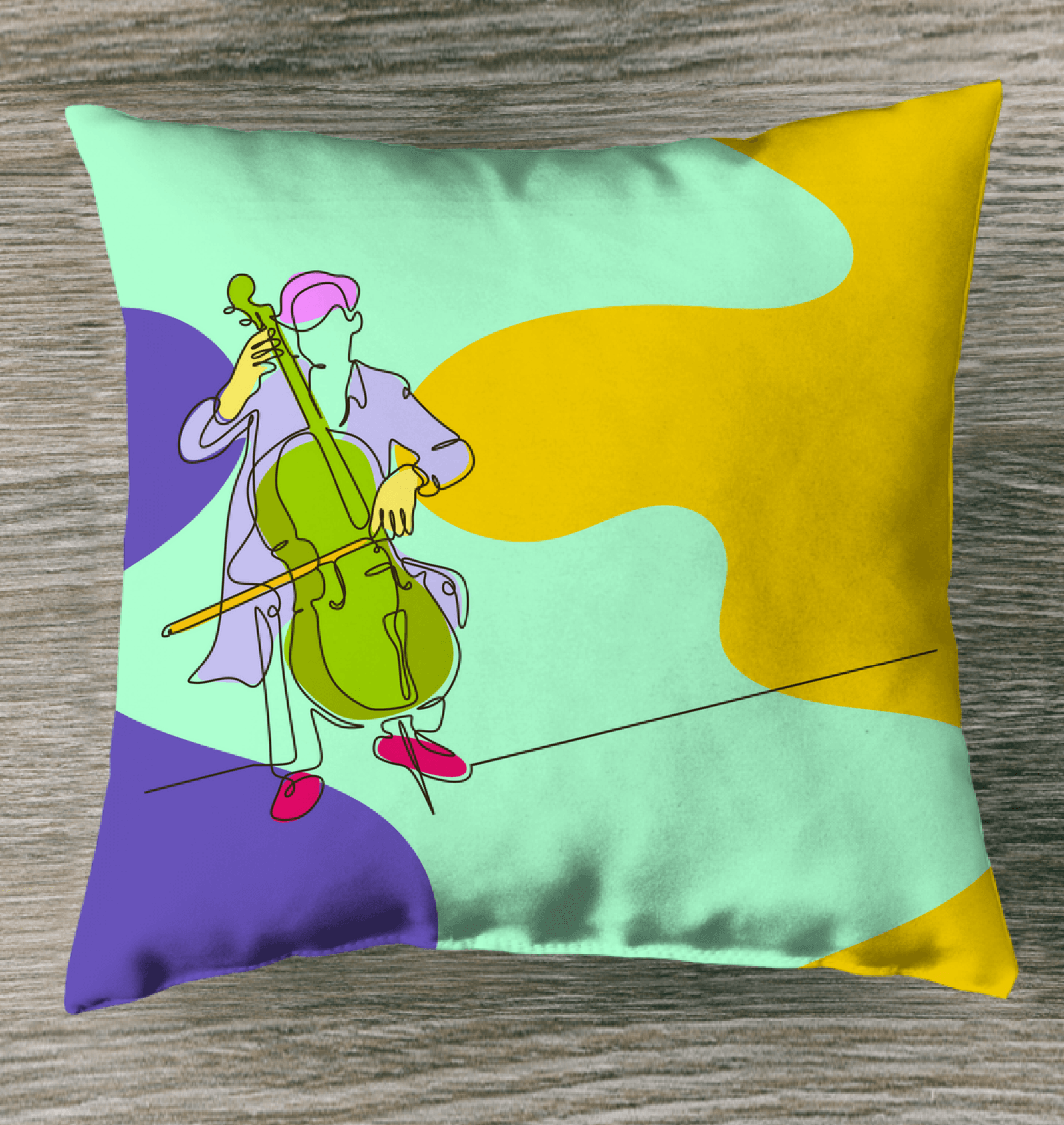 Contrabass Line Art Indoor Pillow - Beyond T-shirts