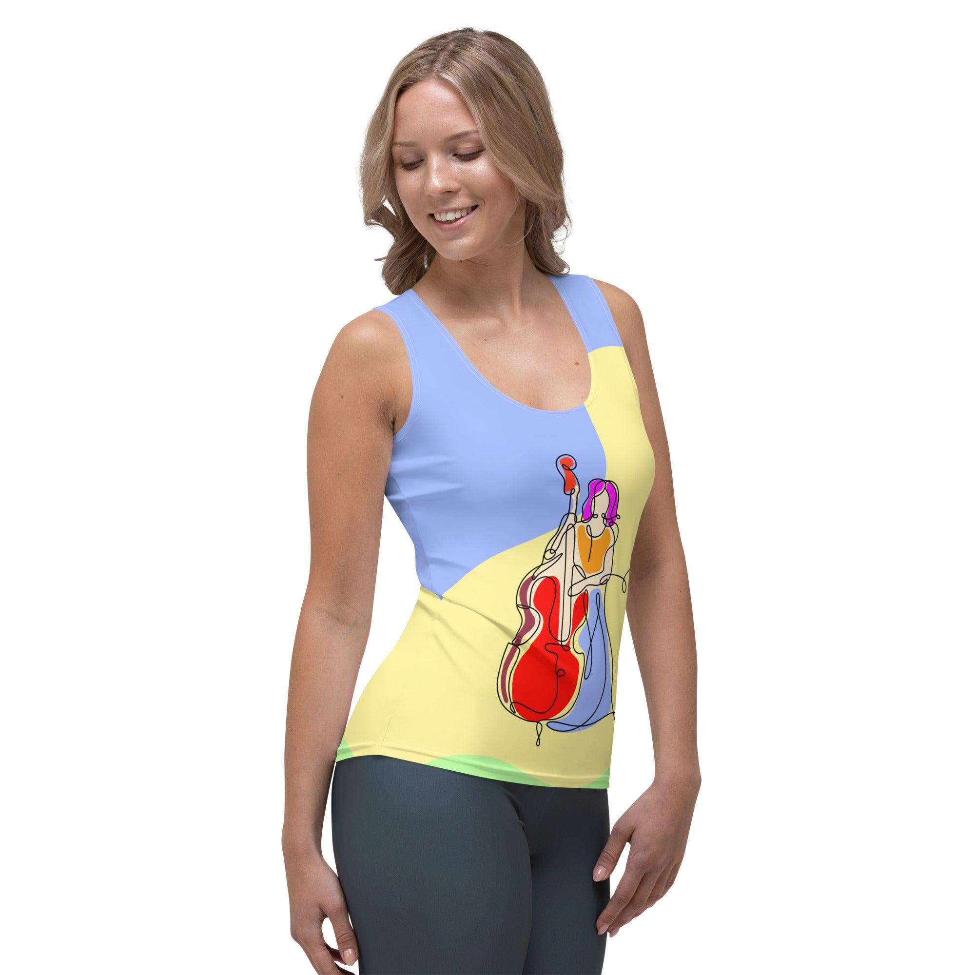 Contrabass Line Art Tank Top Front View