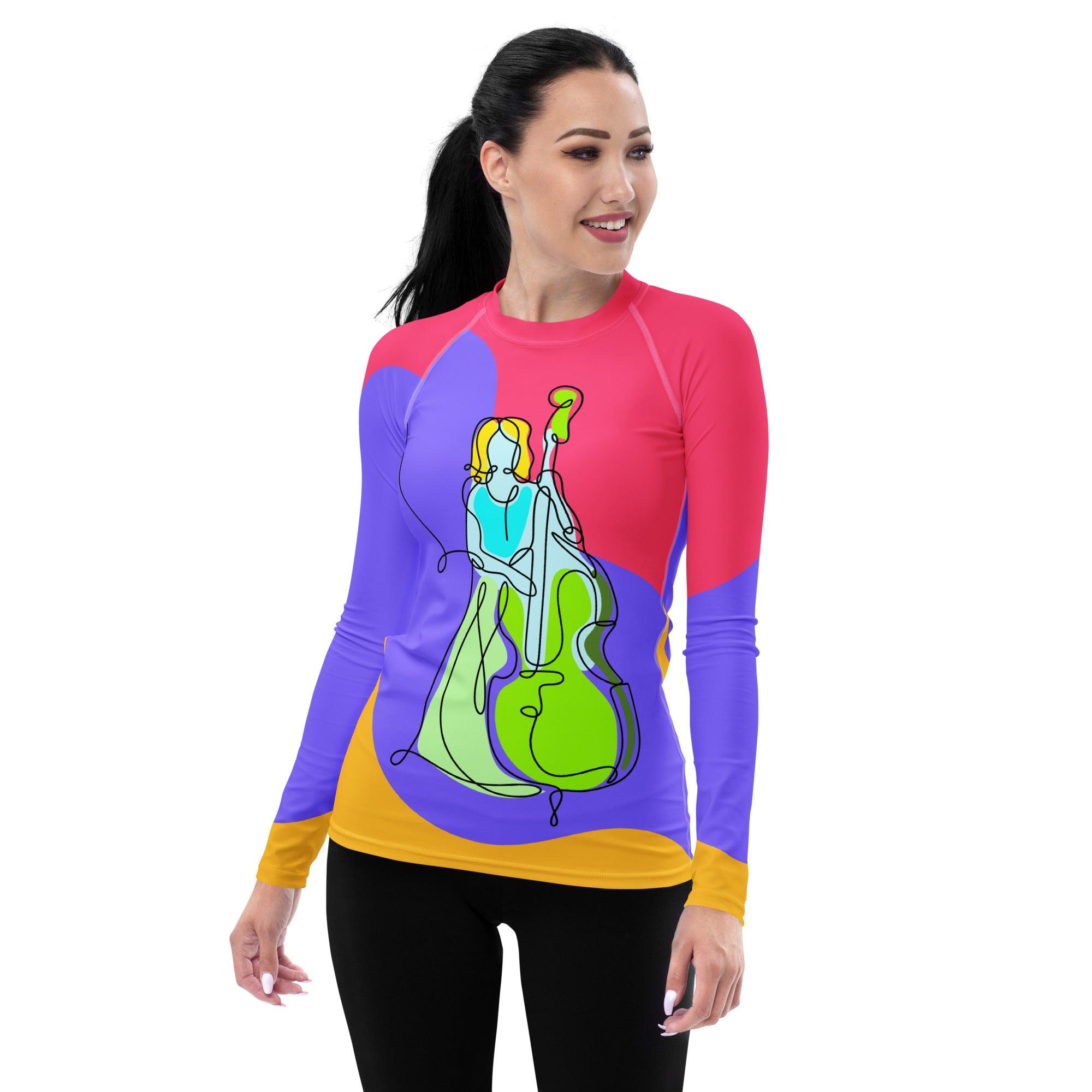 Contrabass Line Art Women's Rash Guard - Beyond T-shirts