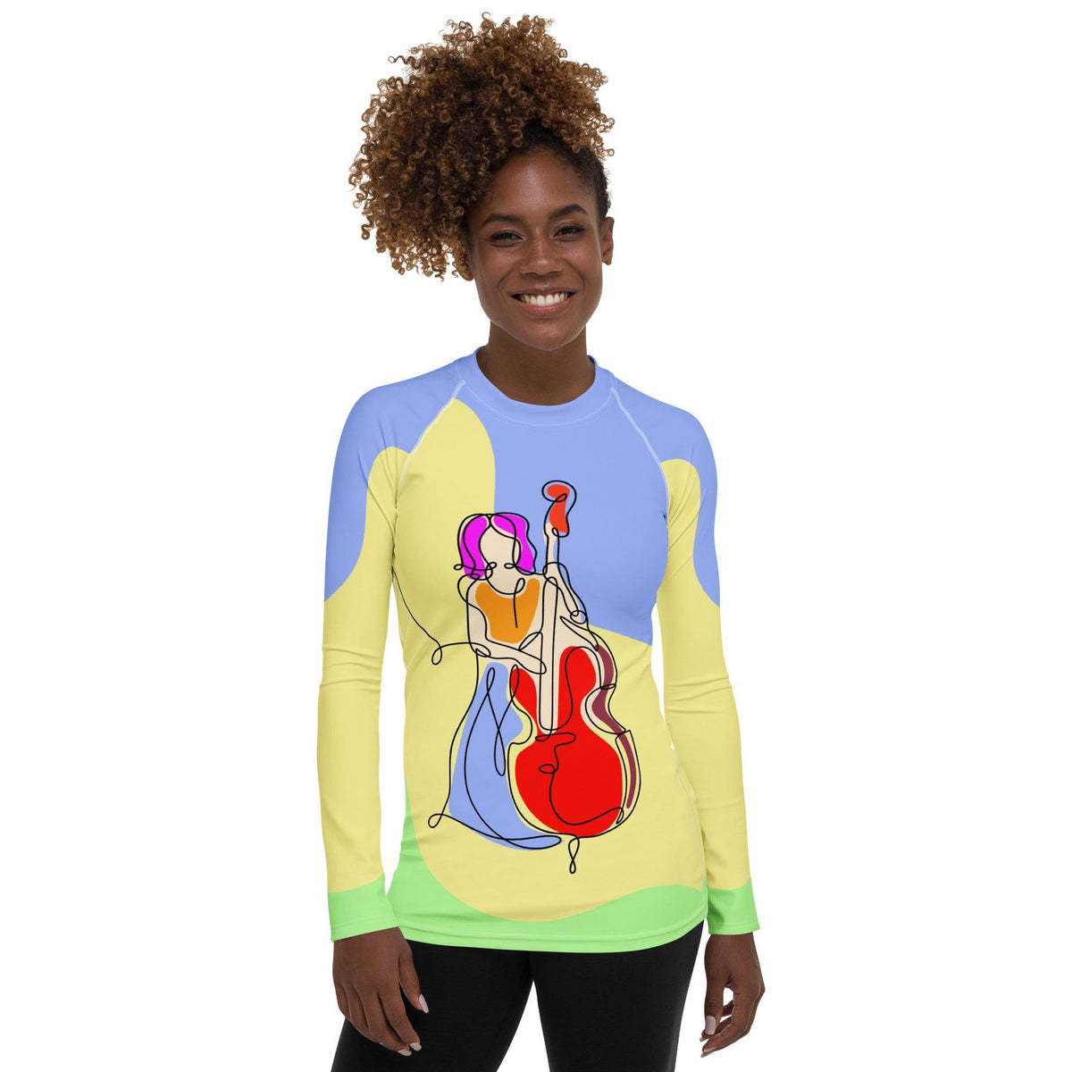 Contrabass Line Art Rash Guard for Women