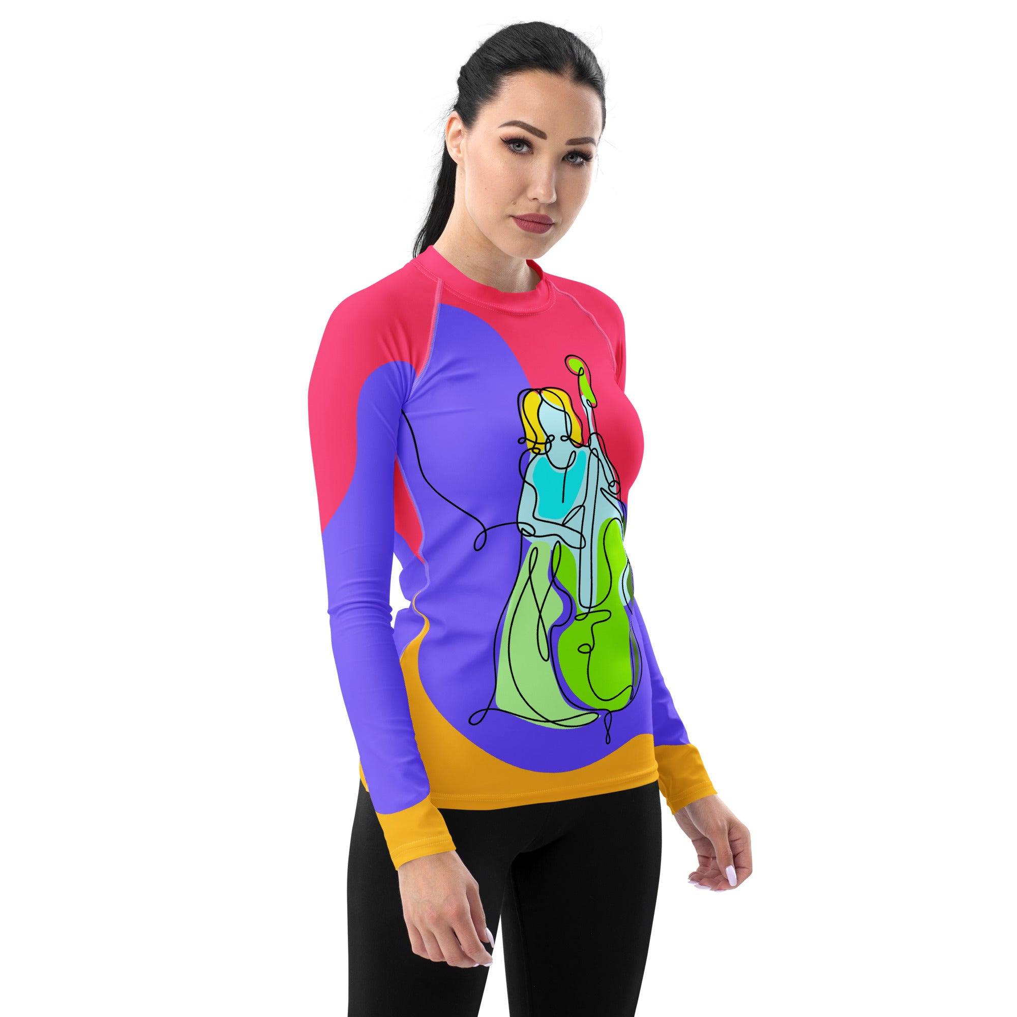 Contrabass Line Art Women's Rash Guard - Beyond T-shirts