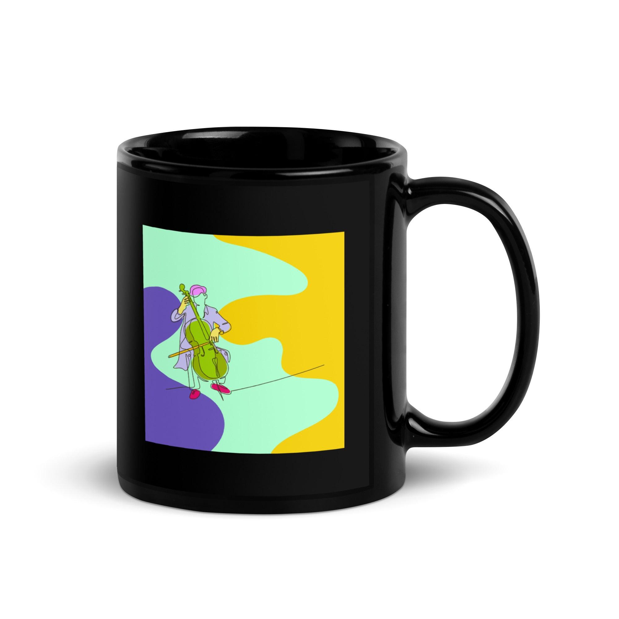 Contrabass Line Black Glossy Mug - Beyond T-shirts