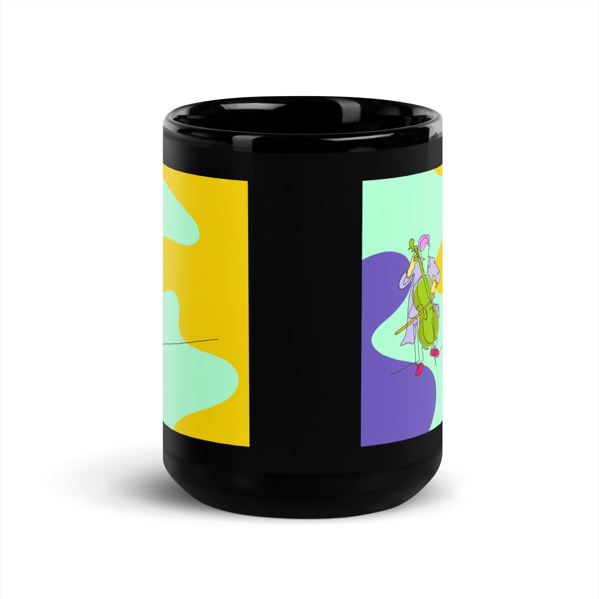 Contrabass Line Black Glossy Mug - Beyond T-shirts