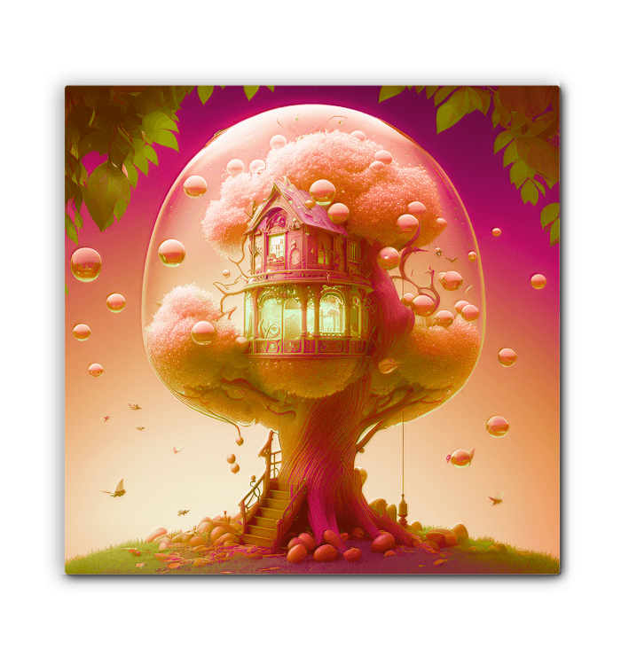 Coral Cabin Wrapped Canvas - Beyond T-shirts