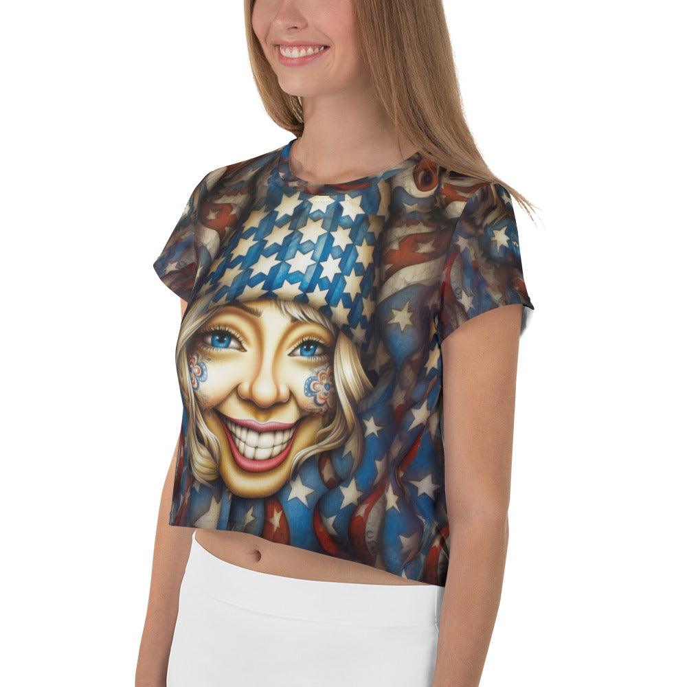 Cosmic Collision All-Over Print Crop Tee - Beyond T-shirts