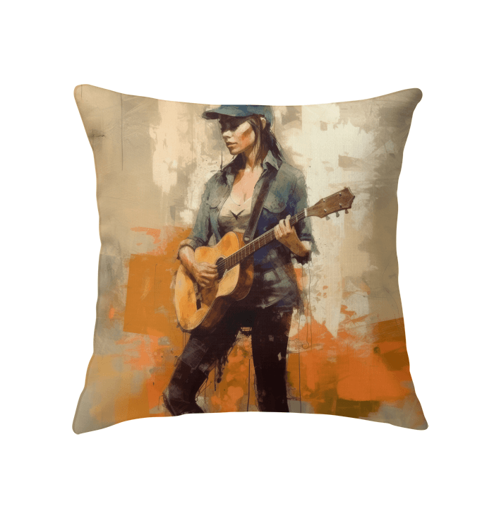 Rustic Country Portraits Indoor Pillow on a cozy armchair.