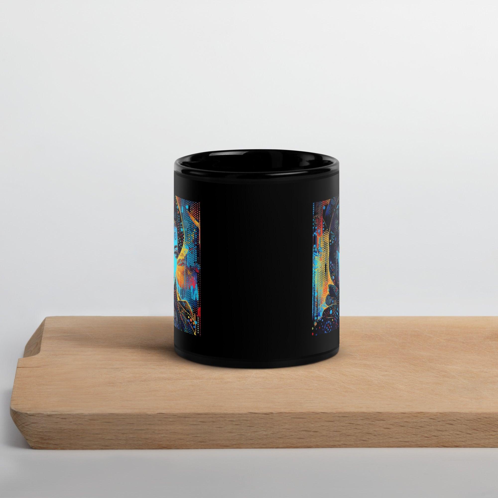 Creative Canvas's black glossy coffee mug in morning light.