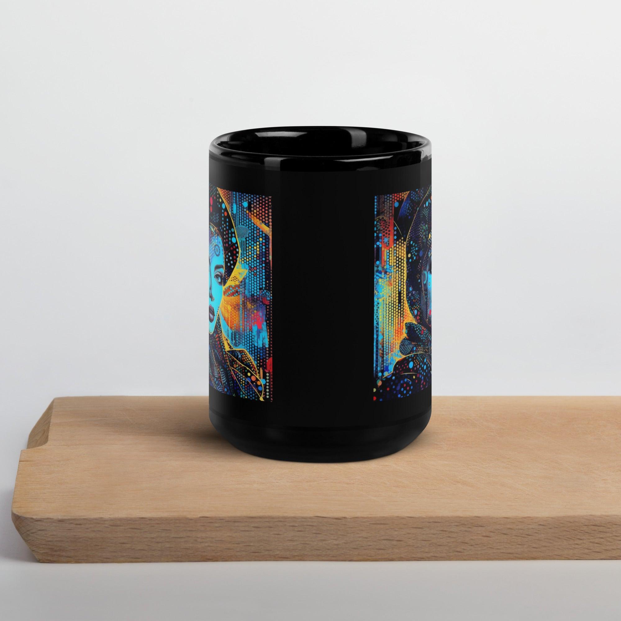 Creative Canvas black glossy mug, perfect for any drink.
