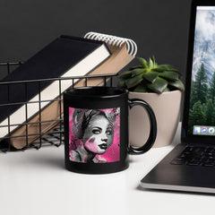 Black glossy mug with unique creative concept