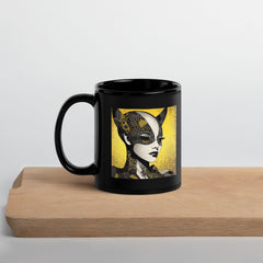 Holding a Creative Current black glossy coffee mug.