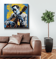 Wrapped canvas showing guitar's role in pop.