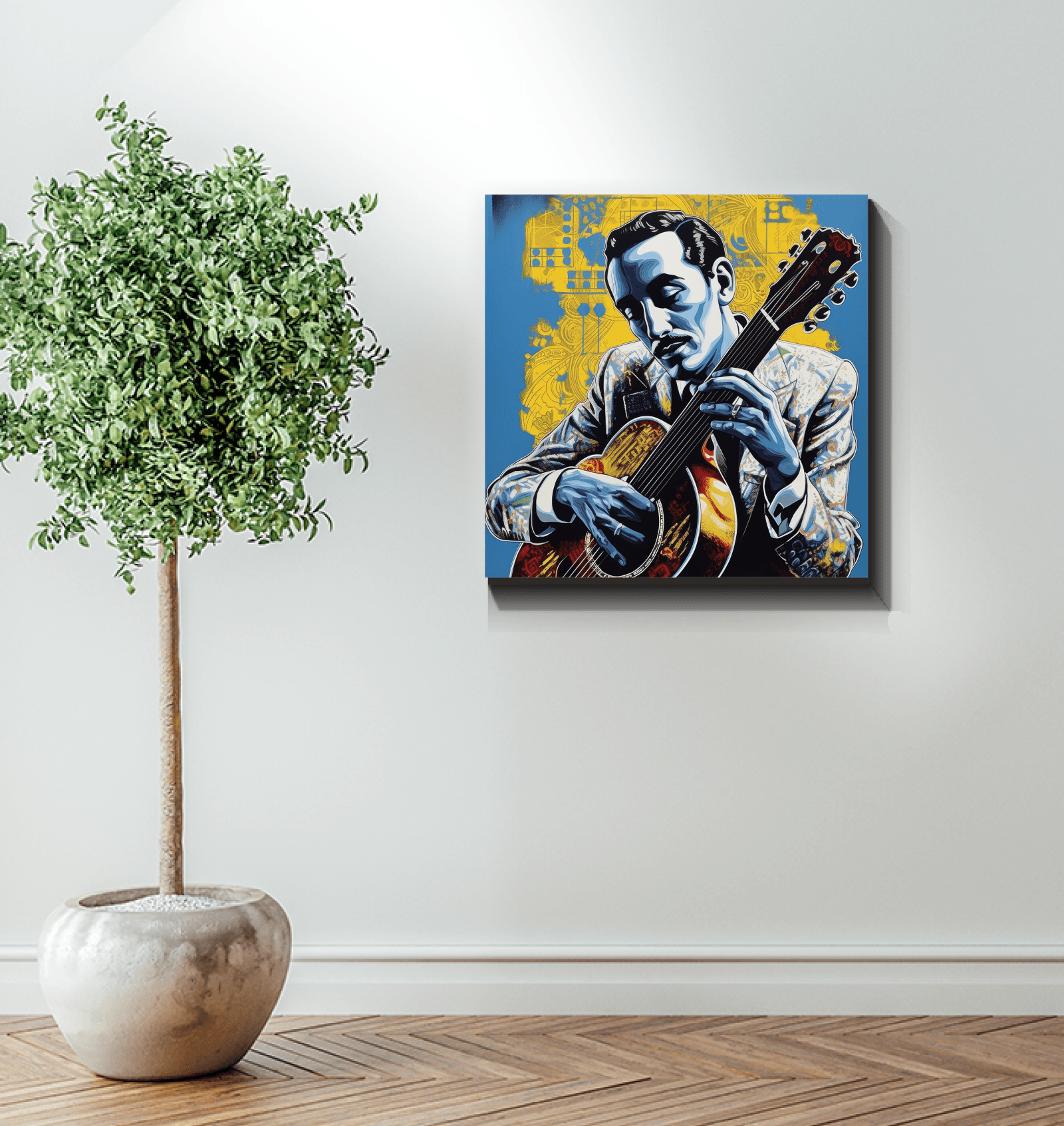 Music enthusiast's guitar canvas print.