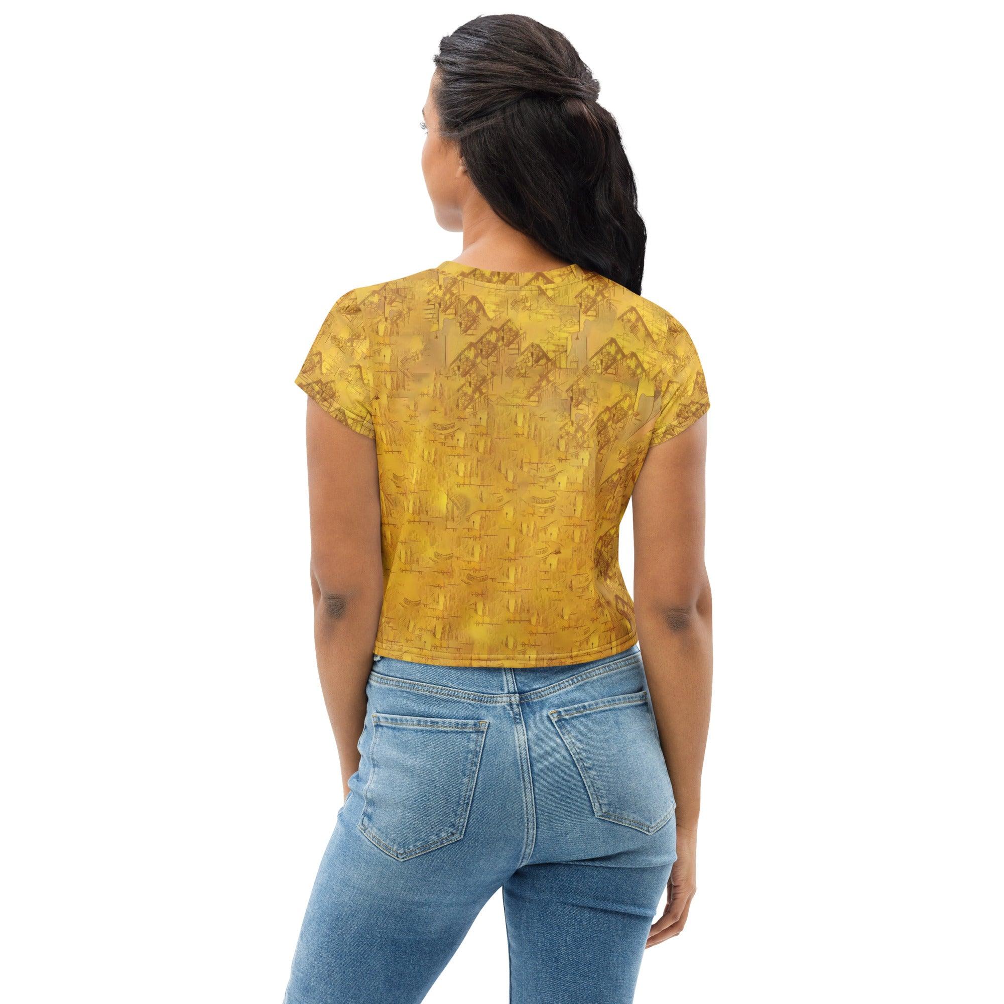 Artistic All-Over Print Crop Tee Back View