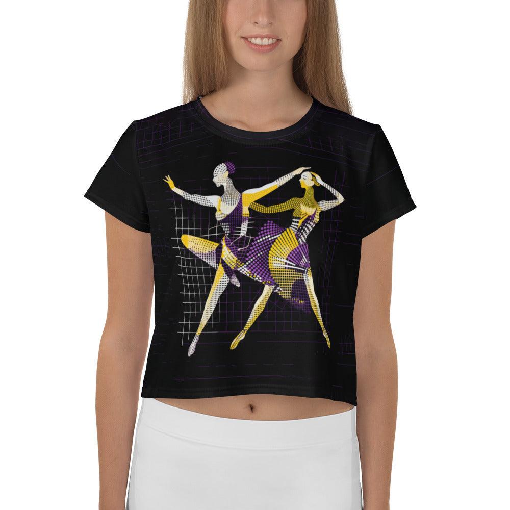 Dazzling Feminine Dance Form All-Over Print Crop Tee - Beyond T-shirts