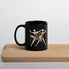 Elegant dance-themed black coffee mug.