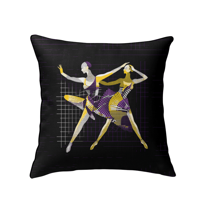 Stylish indoor pillow with unique feminine dance artwork