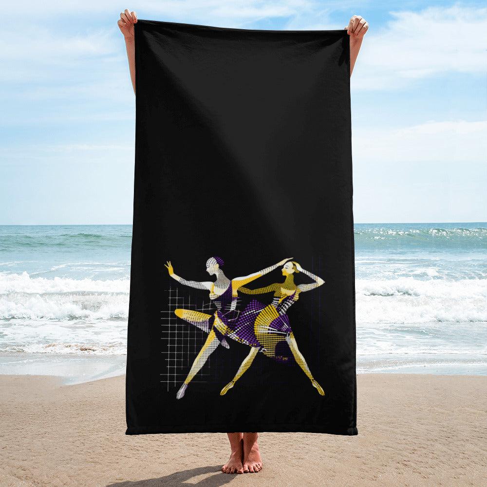 Elegant towel featuring a feminine dance form design, ideal for dance enthusiasts.