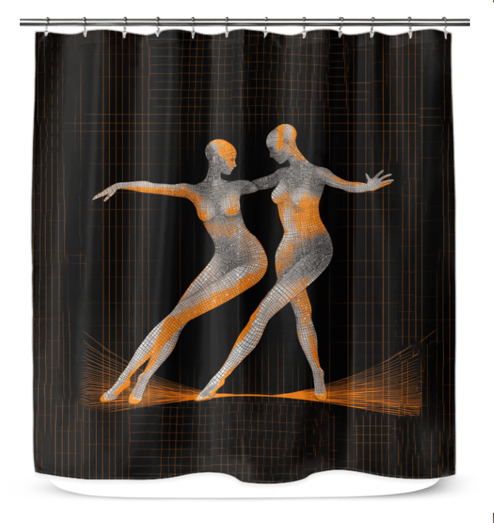Dazzling dance costume patterned shower curtain, perfect for adding charm to your bathroom decor.