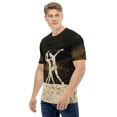 Delightful men's t-shirt with balletic attire theme and soft fabric.