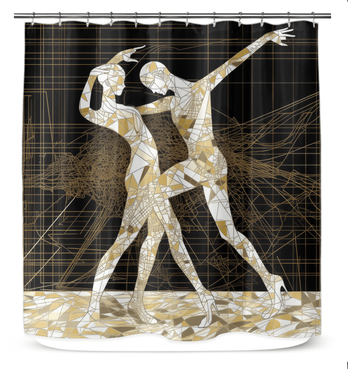 Graceful dancer motif on Delightful Balletic Attire Shower Curtain for a chic look.