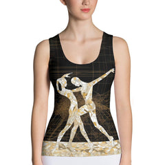 Elegant balletic attire sublimation tank top for dancers.