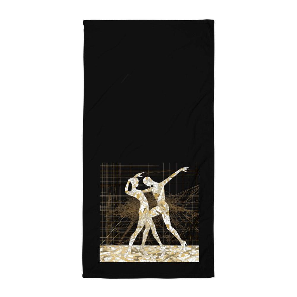 Close-up of the delightful balletic attire towel fabric, showcasing its soft texture and dance-inspired pattern.