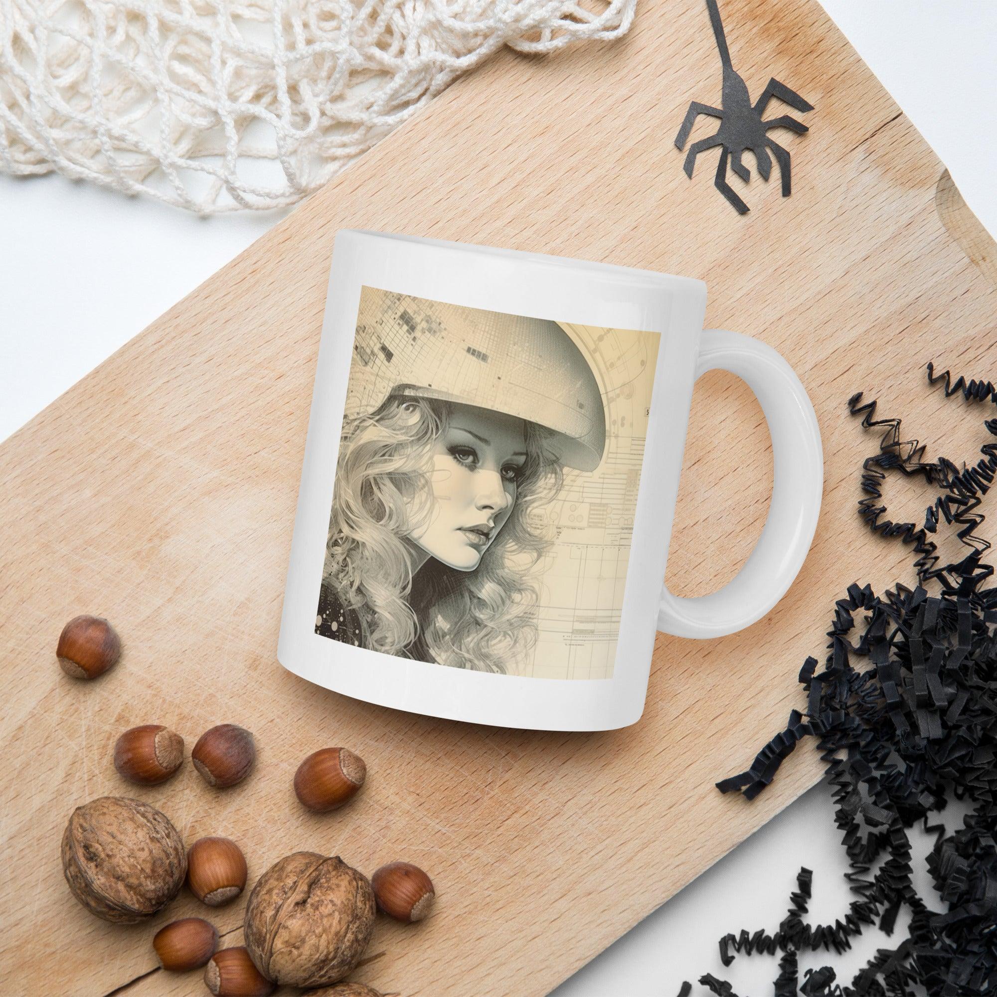 White Ceramic Mug with Artistic Doodle Design