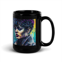 Elegant black coffee cup with doodle patterns for modern kitchens.