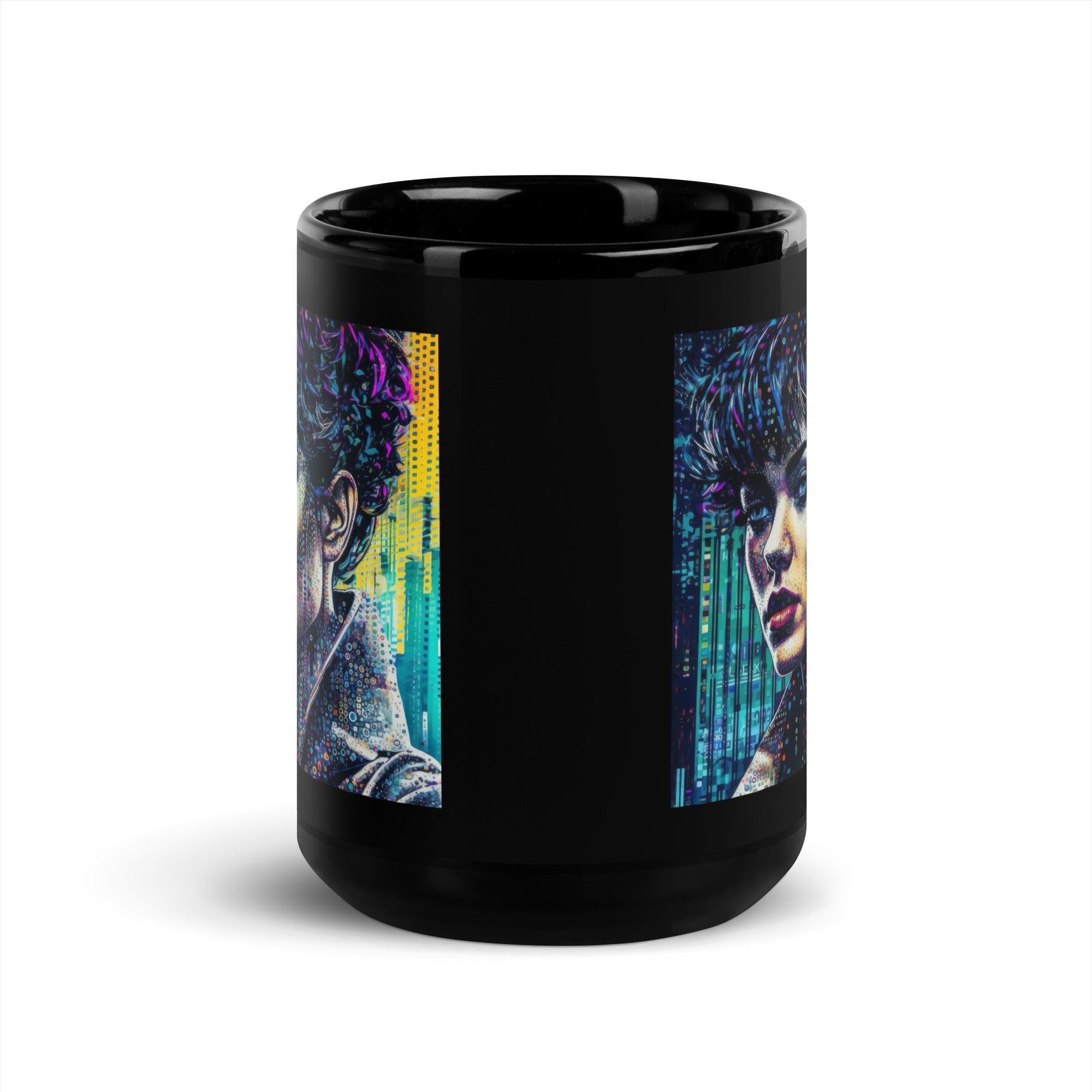 Black glossy Doodle Daze Mug, a must-have for creative individuals.