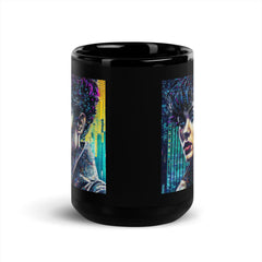 Black glossy Doodle Daze Mug, a must-have for creative individuals.