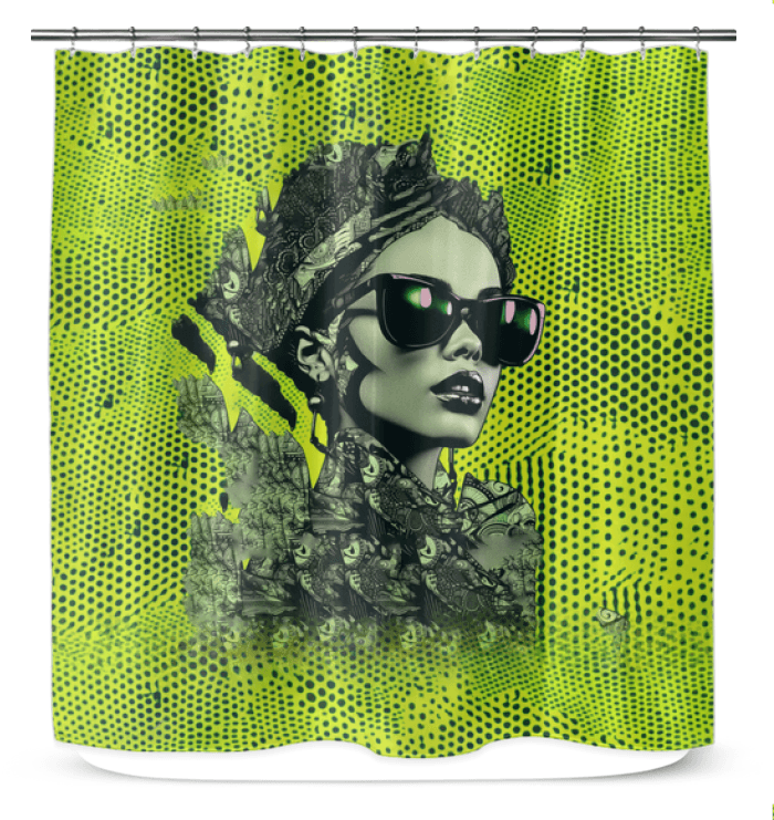 Colorful doodle art pattern on Doodle Discoveries II shower curtain