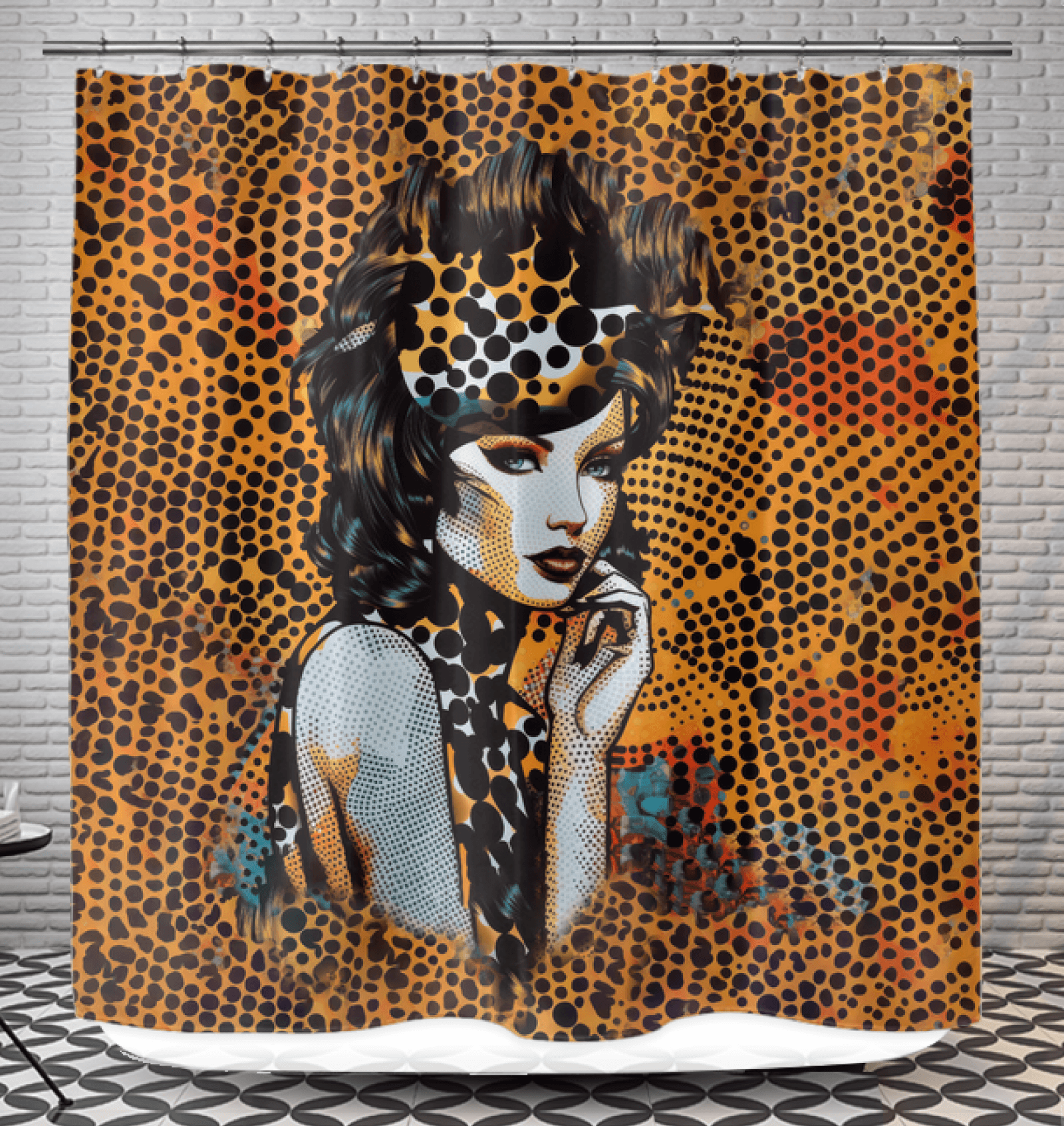 Doodle Domain artistic shower curtain for modern bathrooms.