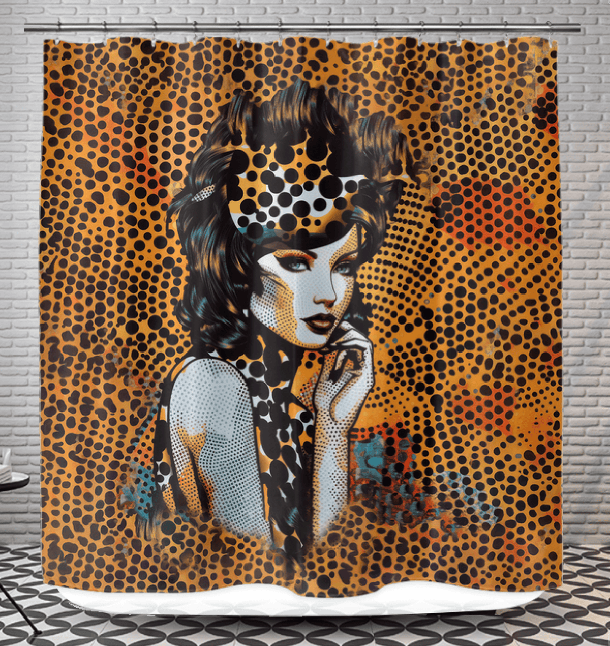 Doodle Domain artistic shower curtain for modern bathrooms.