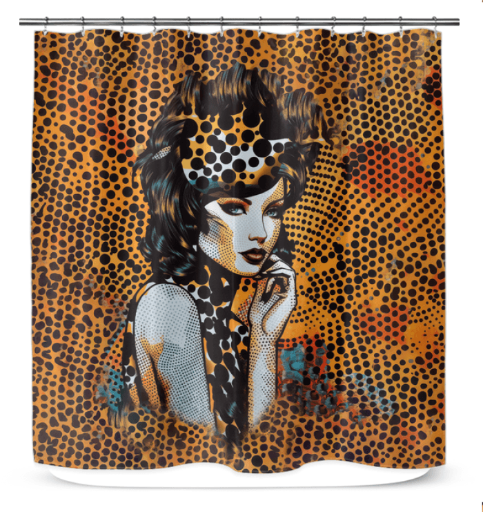 Close-up of Doodle Domain shower curtain fabric quality.