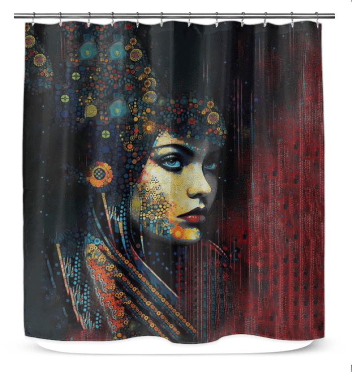 Close-up of Doodle Dreams Shower Curtain's unique design.