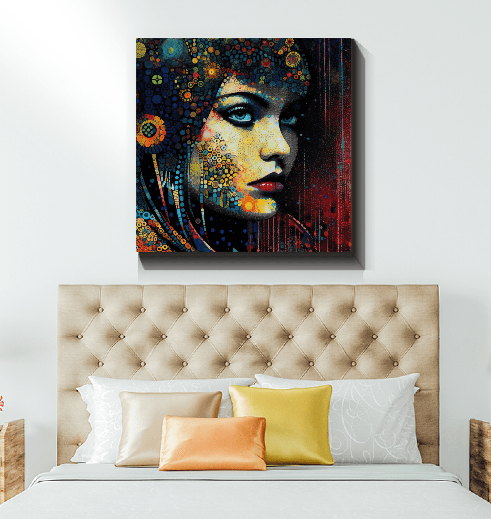 Bright and colorful Doodle Dreams wrapped canvas wall art.
