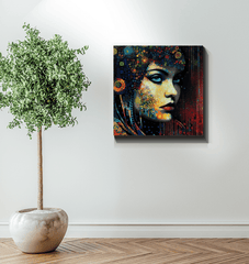 Doodle Dreams wrapped canvas displayed on white wall background.