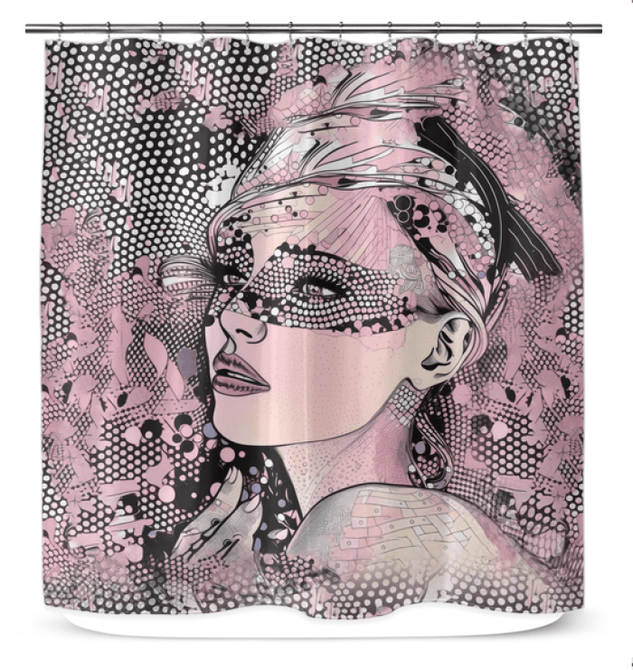 Artistic Doodle Dynamics pattern on a waterproof shower curtain