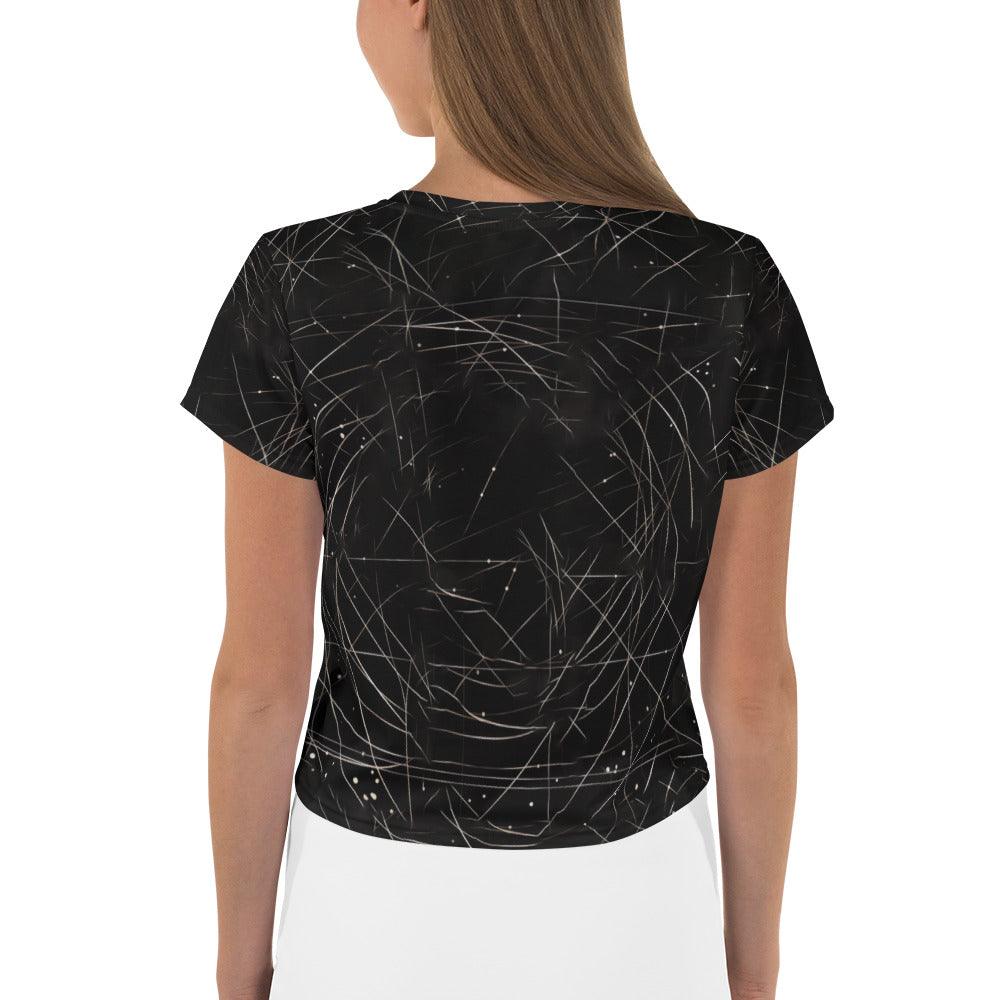 Elegant All-Over Print Crop Tee in Balletic Style