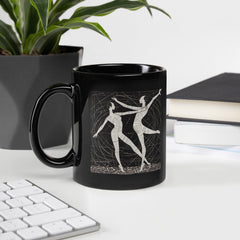 Dramatic Balletic Style Black Glossy Mug on white background.