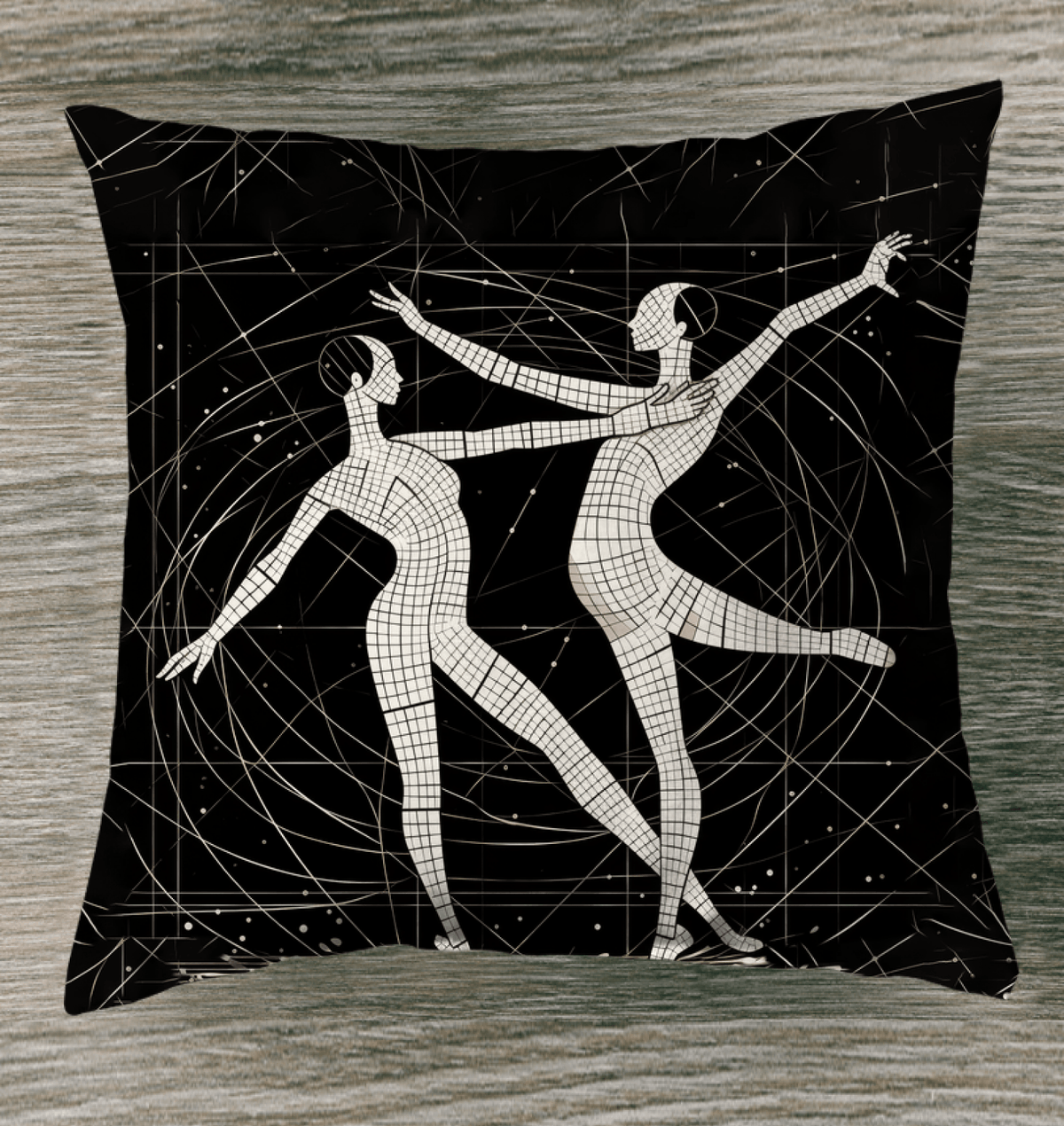 Elegant Dramatic Balletic Style Indoor Pillow on a cozy armchair.