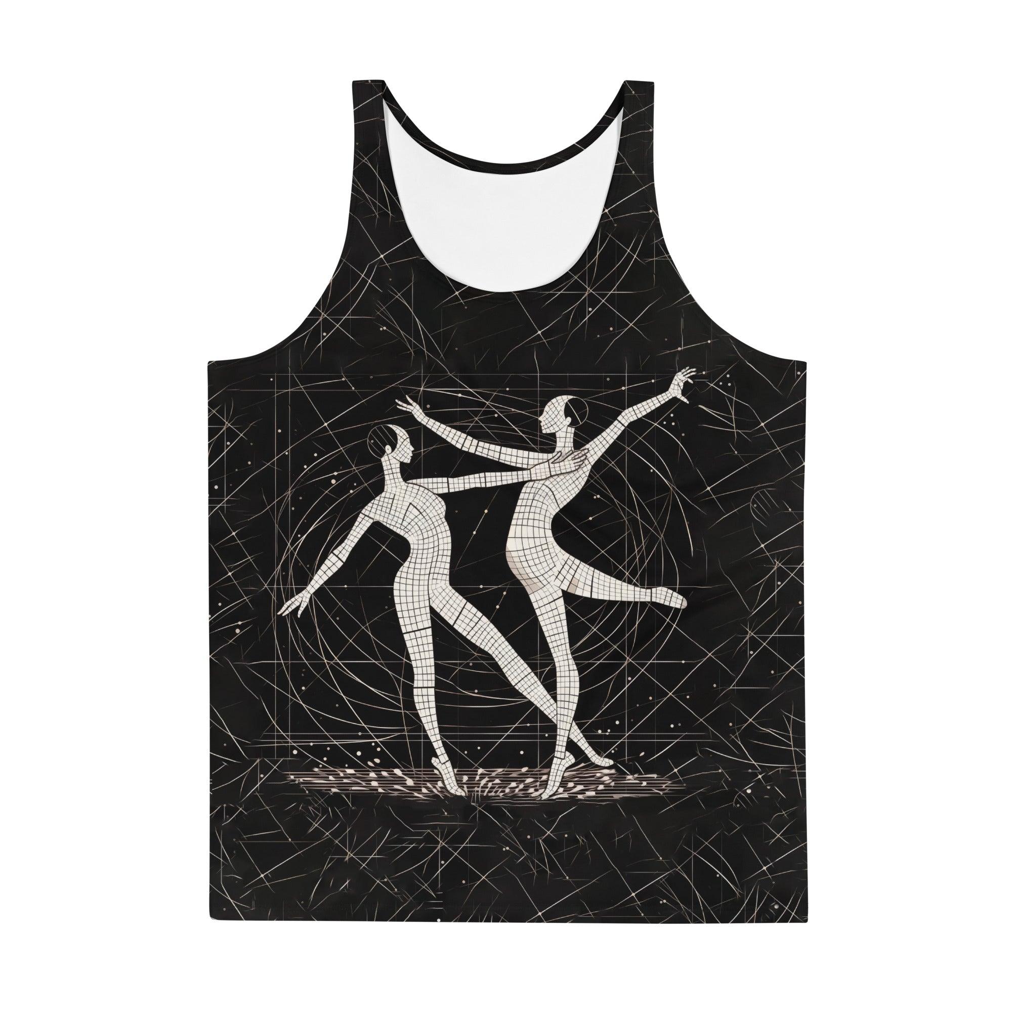 Elegant Dramatic Balletic Style Men's Tank Top on Model