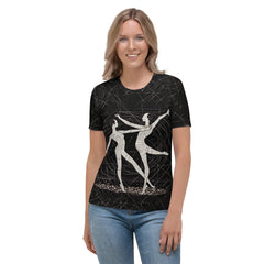 Elegant balletic style women's t-shirt in dramatic design.